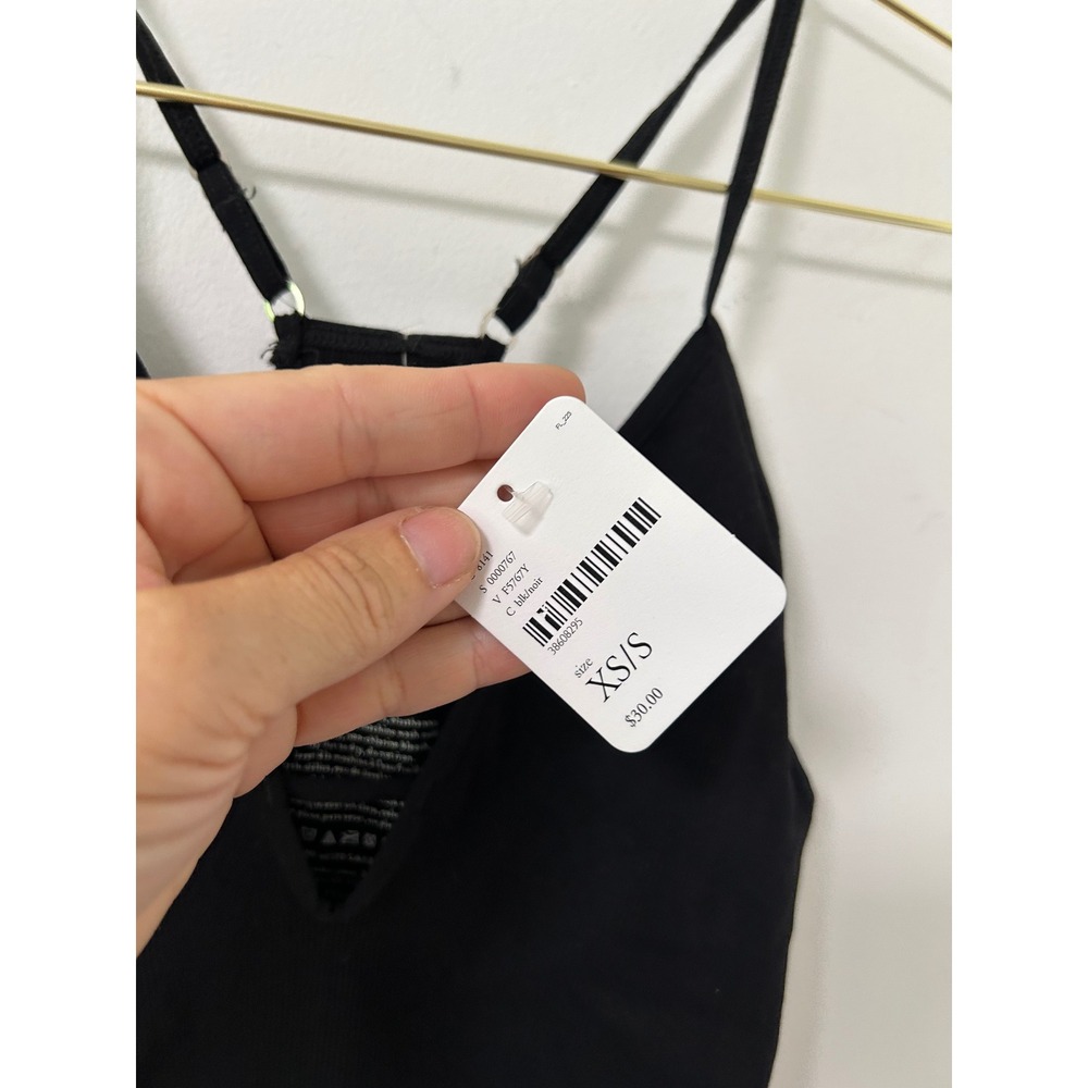 Intimately Free People Black Ribbed V-Neck Racerback Bodysuit XS/S - Picture 5 of 11